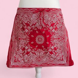 90s Vintage Red Bandana Mini Skirt